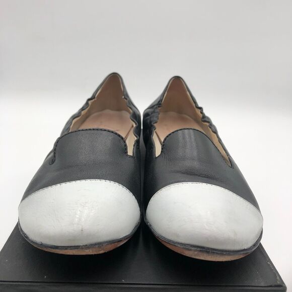 AGL Vero Cuoio Ballet Flats Women's size 7.5 Black White Leather Cap Toe - Picture 4 of 16